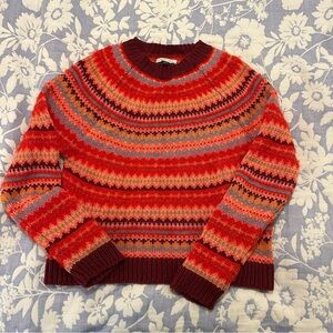 American Eagle Outfitters Red and Pink Knit Sweater